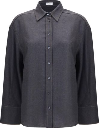 Brunello Cucinelli Womens Shirt Virgin Wool Anthracite