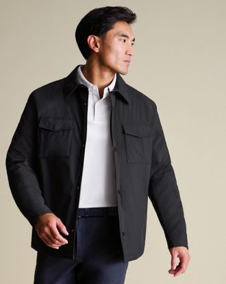 CHARLES TYRWHITT Harrington Polyester Jacket - Black Size Small by Charles Tyrwhitt