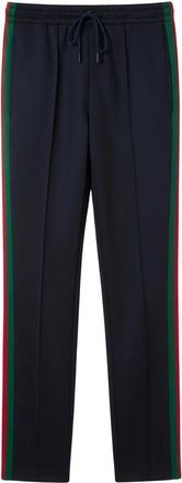 Gucci Technische Jersey Sportkleding Broek met Web - Heren - Sweatpants - Blauw - L - Broeken