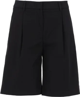 Pantaloni Torino Neutrals Simone Mid-Rise Pleated Cotton Shorts