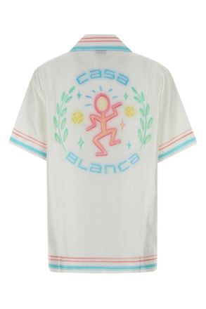 Casablanca Womens White Silk Shirt Dancejoy Exterior: Camicie