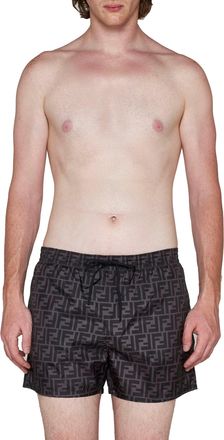 Fendi Mens Nylon Swim Shorts With Drawstring Polyester Beachwear Sea Clothing