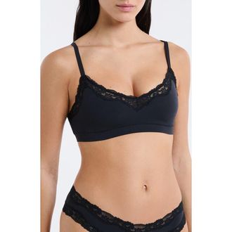 Etam Lace Trim Bralette in Black at Nordstrom, Size X-Large