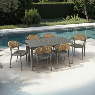 IDIMEX Gartenmöbel Set Verano, Champagner mit 8 Stühlen und