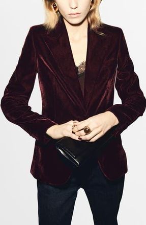 Mango Structured Velvet Blazer in Maroon at Nordstrom Rack, Size Xx-Small