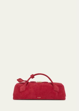 Alaia Teckel Top-Handle Bag in Suede and Leather