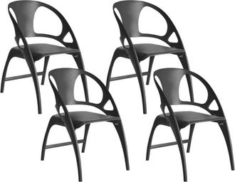 Beliani Beliani - Modern Set of 4 Garden Dining Chairs Lightweight Plastic Folding Black Nemi
