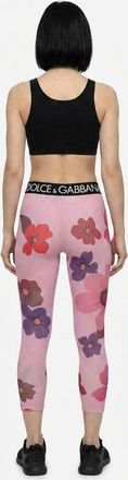 Dolce & Gabbana Floral-Print Nylon Leggings - Pink