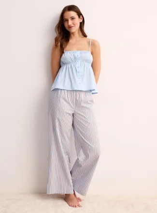 Twik Womens Coloured-stripe poplin pyjama pant