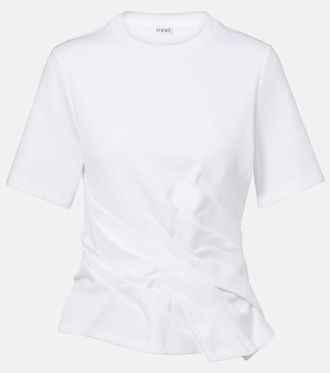 Loewe Draped cotton-blend T-shirt