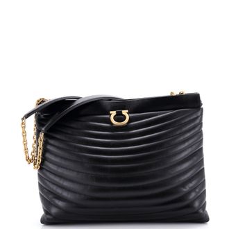 Ferragamo Gancini Drawstring Chain Tote Quilted Leather Medium