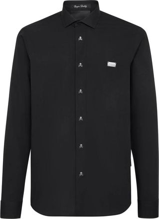 Philipp Plein Sugar Daddy Cut Shirt - Heren - Casual Overhemden - Zwart - 5XL - Katoen - Overhemden