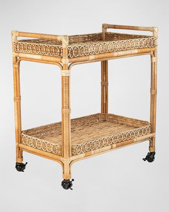 Juliska Provence Rattan Bar Cart - Whitewash