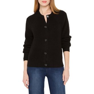 Nic+Zoe Waffle Stitch Cotton Blend Cardigan in Black Onyx at Nordstrom, Size X-Small