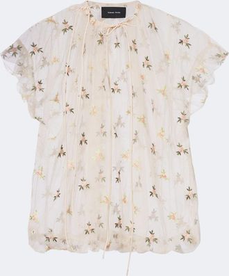 Simone Rocha Embroidered gathered tulle top