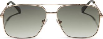 DIFF Eyewear Leo Aviator Sunglasses in Gold Olive at Nordstrom Rack