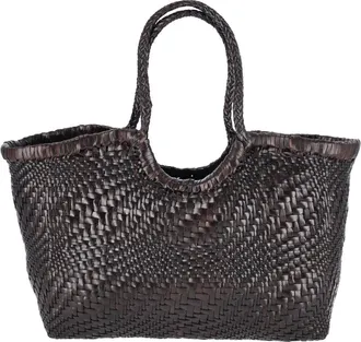 Dragon Diffusion Dark Brown Nantucket Optical Woven Leather Large Tote Bag