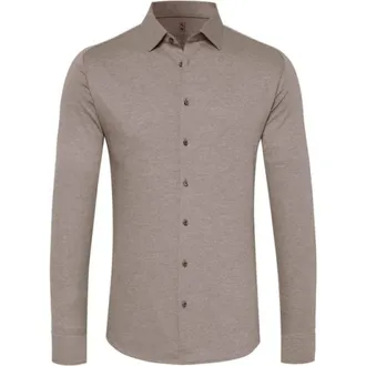 DeSoto Overhemden, Heren, Beige, M, Katoen, Comfortabele Jersey Shirt met Unieke Snit