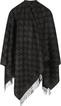 Gucci Cape met jacquard en franje - Zwart