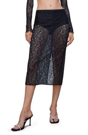 Mango Lace Midi Skirt in Black at Nordstrom Rack, Size 6