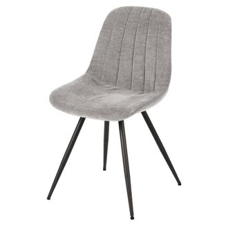 Maisons du monde Silla de terciopelo gris claro y acero negro