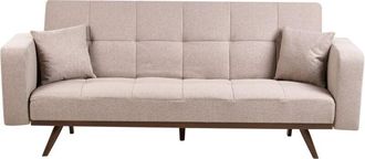 Beliani Sofa Bed 3 Seater HJULBY Light Brown
