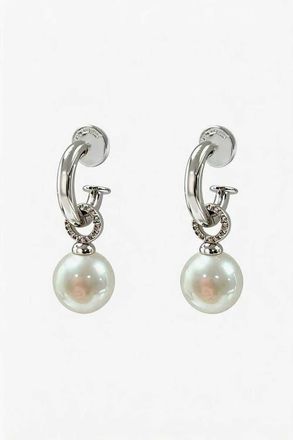 Classicharms Sia Shell Pearl Drop Hoop Earrings in Silver at Nordstrom