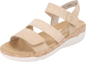 Remonte Keilsandalette REMONTE, Damen, Gr. 36, beige (natur), Bast, Lederimitat, Schuhe Keilsandalette, Riemchensandale, Bequemschuh, Sommerschuh mit Soft-Fus