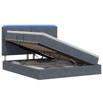 vidaXL Letto Con Contenitore Led E Materasso Grigio Scuro 140 X 200 Cm Vidaxl