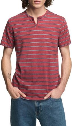 Lucky Brand Stripe Venice Burnout Henley in Red Multi at Nordstrom, Size Large
