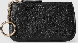 Gucci GG Emblem Key Pouch, Black, Leather
