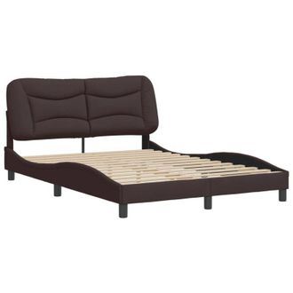 vidaXL Cama Sin Colch&oacute;n Tela Marr&oacute;n Oscuro 140x190 Cm Vidaxl