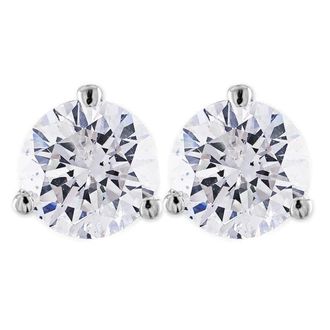 Pompeii3 2 ct Round Solitaire Diamond Martini Studs 14k White Gold With Screw Backs