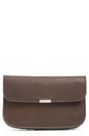 Christophe Lemaire Soft Tab Leather Card Holder in Dark Chocolate at Nordstrom