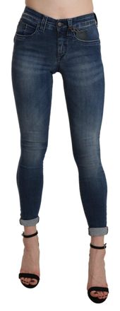 Ermanno Scervino Womens Blue Washed High Waist Skinny Cropped Cotton Jeans - Size 28 (Waist)