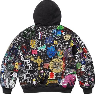 SUPREME Aoi Embroidered Hooded Work Jacket Black SS25J71-BLACK