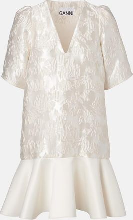 Ganni Floral satin cloqué minidress