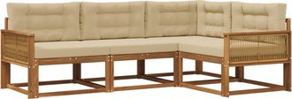 vidaXL Conjunto De Sof&aacute;s De Exterior 4 Uds. Natural Y Beige Vidaxl