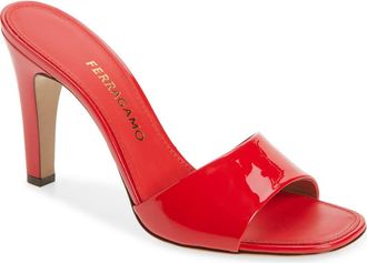 Ferragamo Tatiana Slide Sandal in Flame Red Biscotto Flame Red at Nordstrom, Size 7.5