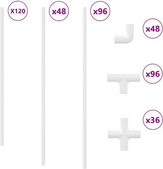vidaXL Tubo De Pvc 12 Uds. 12,2 X 1,8 X 500 Mm Pp, Pe Vidaxl