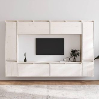 Berkfield Home TV Cabinets 8 pcs White Solid Wood Pine