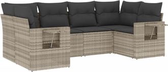 vidaXL Vidaxl - Set De Sof&aacute;s De Jard&iacute;n 6 Pzas Y Cojines Rat&aacute;n Sint&eacute;tico Gris