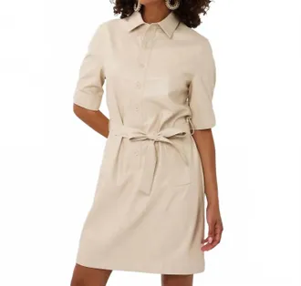 Esqualo Super Soft Vegan Leather Dress In Light Sand