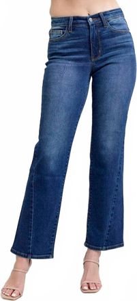 Judy Blue Mid Rise Side Seam Detail Straight Jeans In Mid Wash