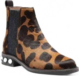 Louise et Cie Womens Venda Animal Print Calf Hair Leather Embellished Heel Chelsea Boots In Multicolor