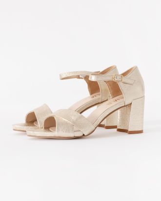 Elia B Womens Hallie Heeled Sandal in Mustard Metal - Size UK 8
