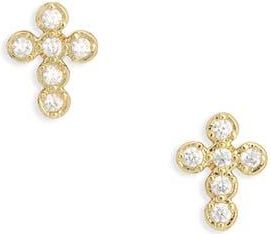 Electric Picks Like a Prayer Cubic Zirconia Cross Stud Earrings in Gold at Nordstrom Rack