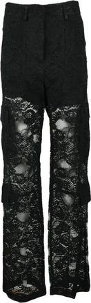 Msgm Stijlvolle Nylon Katoenen Broek - Dames - Straight fit broeken - Zwart - M - Katoen - Broeken