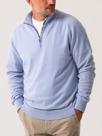 Koy Clothing Cashmere Quatre Zip Sweater in Light Blue at Nordstrom, Size Xxx-Large