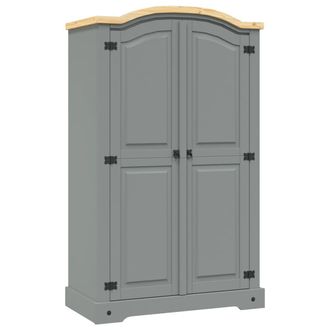 vidaXL Vidaxl - Armario Madera De Pino Mexicano Estilo Corona Gris 2 Puertas